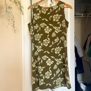 90s Y2K floral summer dress vintage size medium green shift dress retro